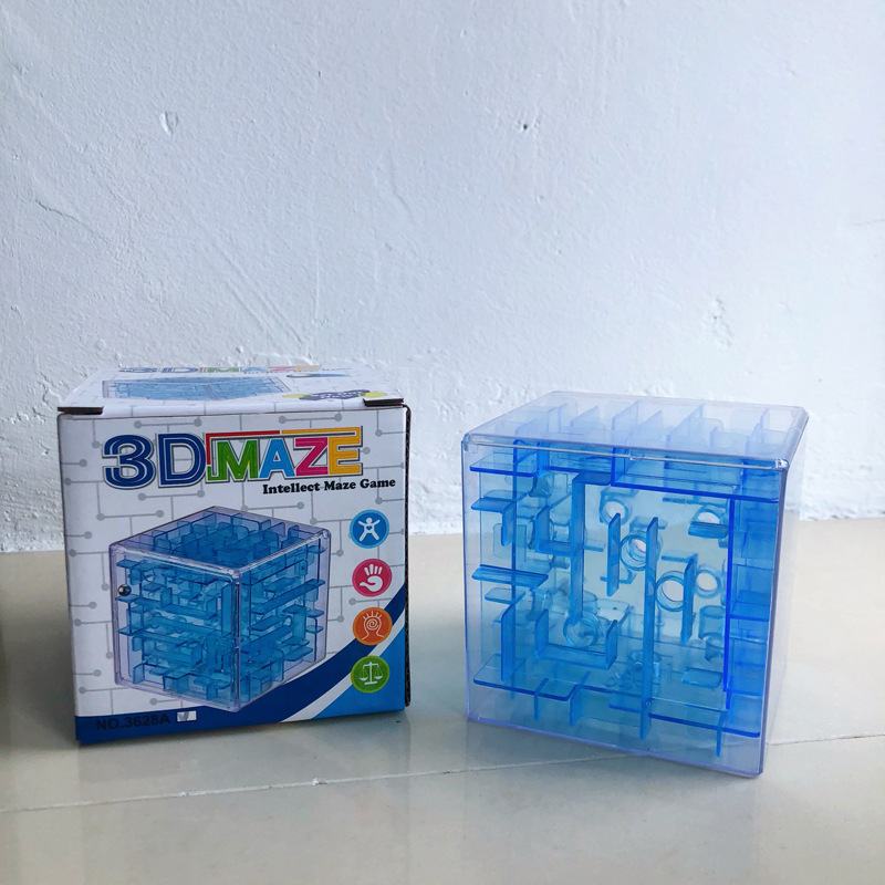 New Arrival Multi-colored Maze Game 6 Side Cube With Ball 3D Puzzle Maze Save Money Pot