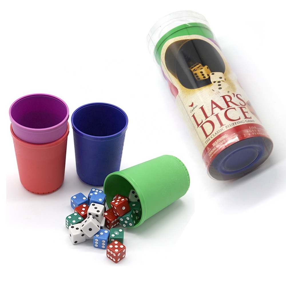 Custom entertainment multiplayer gaming game liar's dice tube set