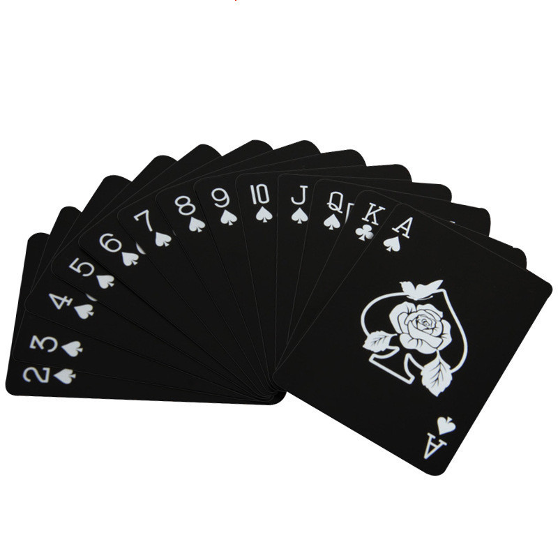 Factory Price Rose Black Plastic Playing Cards Waterproof Poker Custom Logo With Print Poker Card