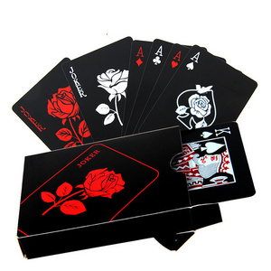 Factory Price Rose Black Plastic Playing Cards Waterproof Poker Custom Logo With Print Poker Card