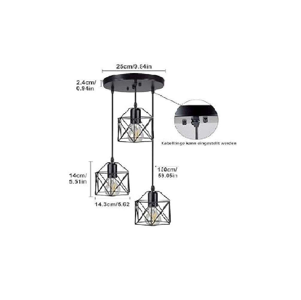 Retro Style Pendant Light Vintage Loft Design Hanging Ceiling Lamp Industrial Lighting Fixture and Decoration In Black Colour