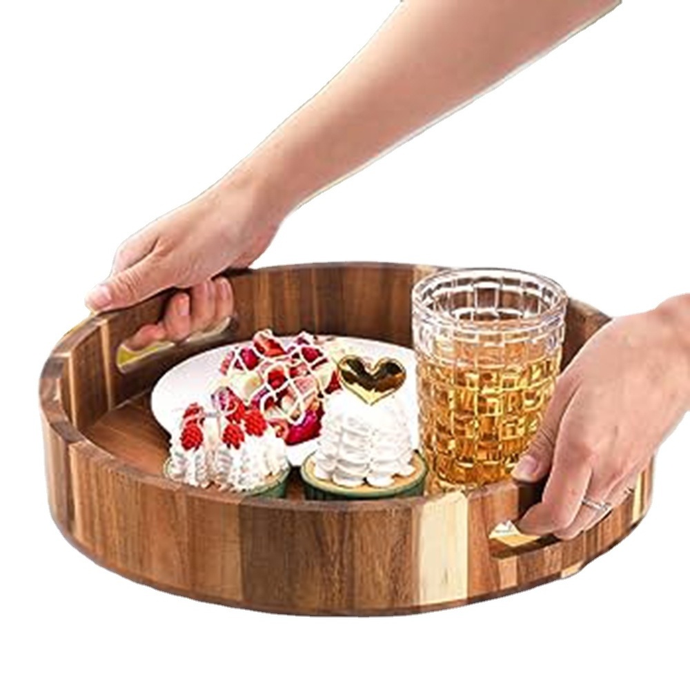 Most Demanding Standard Wood Coffee trays Round In Shaped Classy Look Long Lasting Quality Latest Wooden Serving Garden Tray