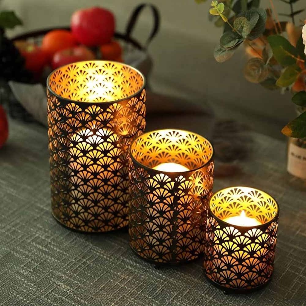 NEW TEALIGHT HOLDER SET OF 5 VOTIVE T-LIGHT HOLDER HIGH QUALITY METAL CHRISTMAS DECORATION CANDLE HOLDER