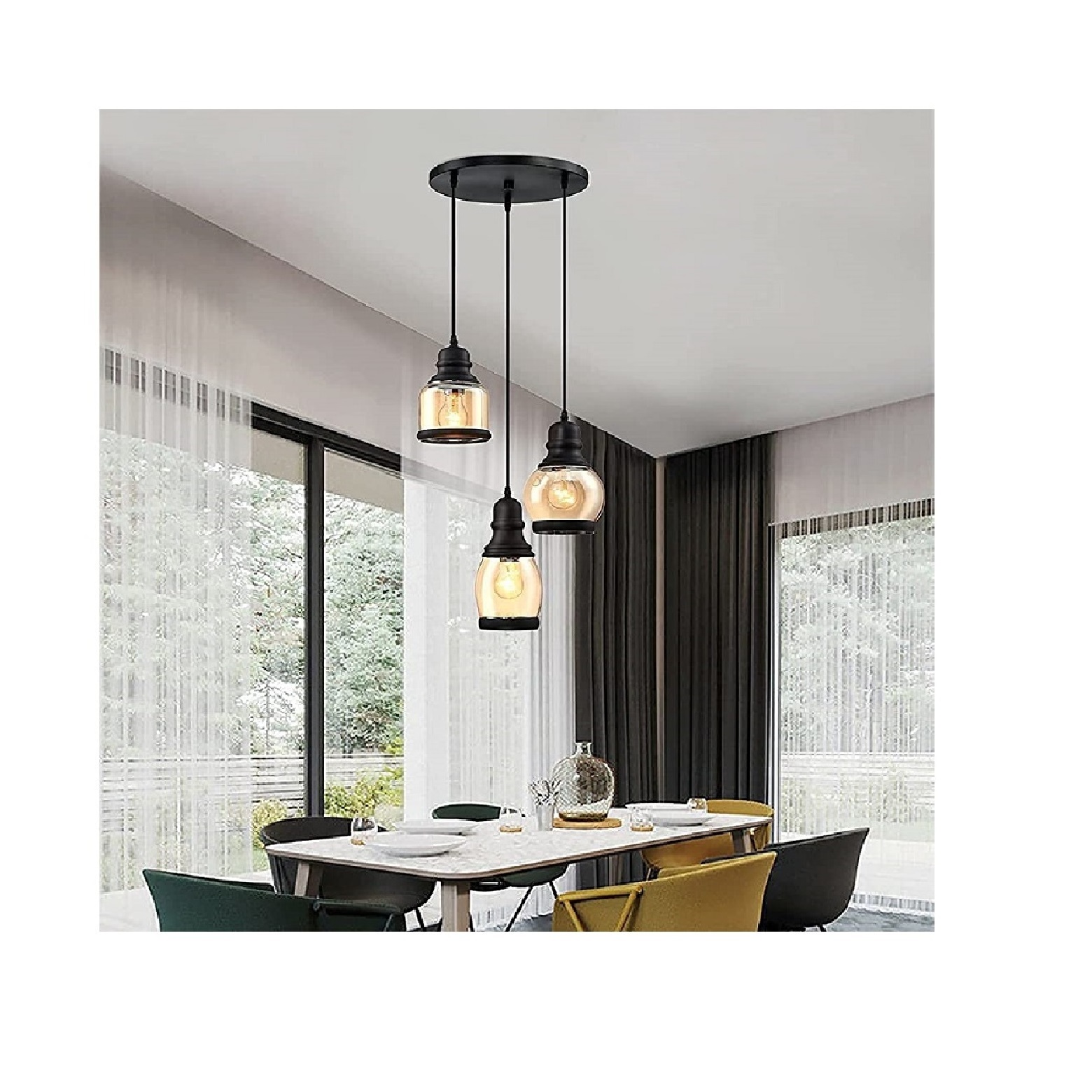 Industrial Quality Vintage Design Chandelier Pendant Hanging Light Lamp With Black Finishing Metal Ceiling Pendent Lamp