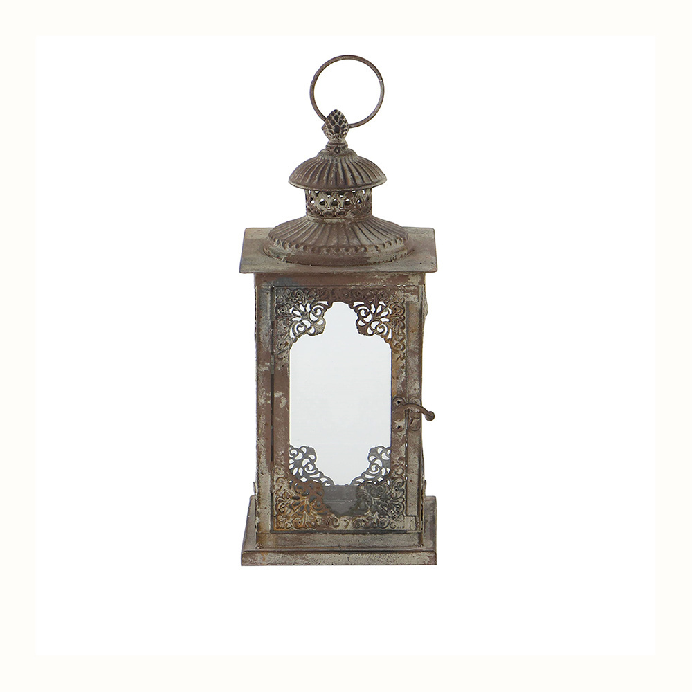 Industrial Quality Ramadan Decorative Brown Metal Candle Holder Lantern for Home and Garden Decoration Dual Tone Lanterns