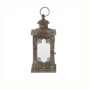 Industrial Quality Ramadan Decorative Brown Metal Candle Holder Lantern for Home and Garden Decoration Dual Tone Lanterns