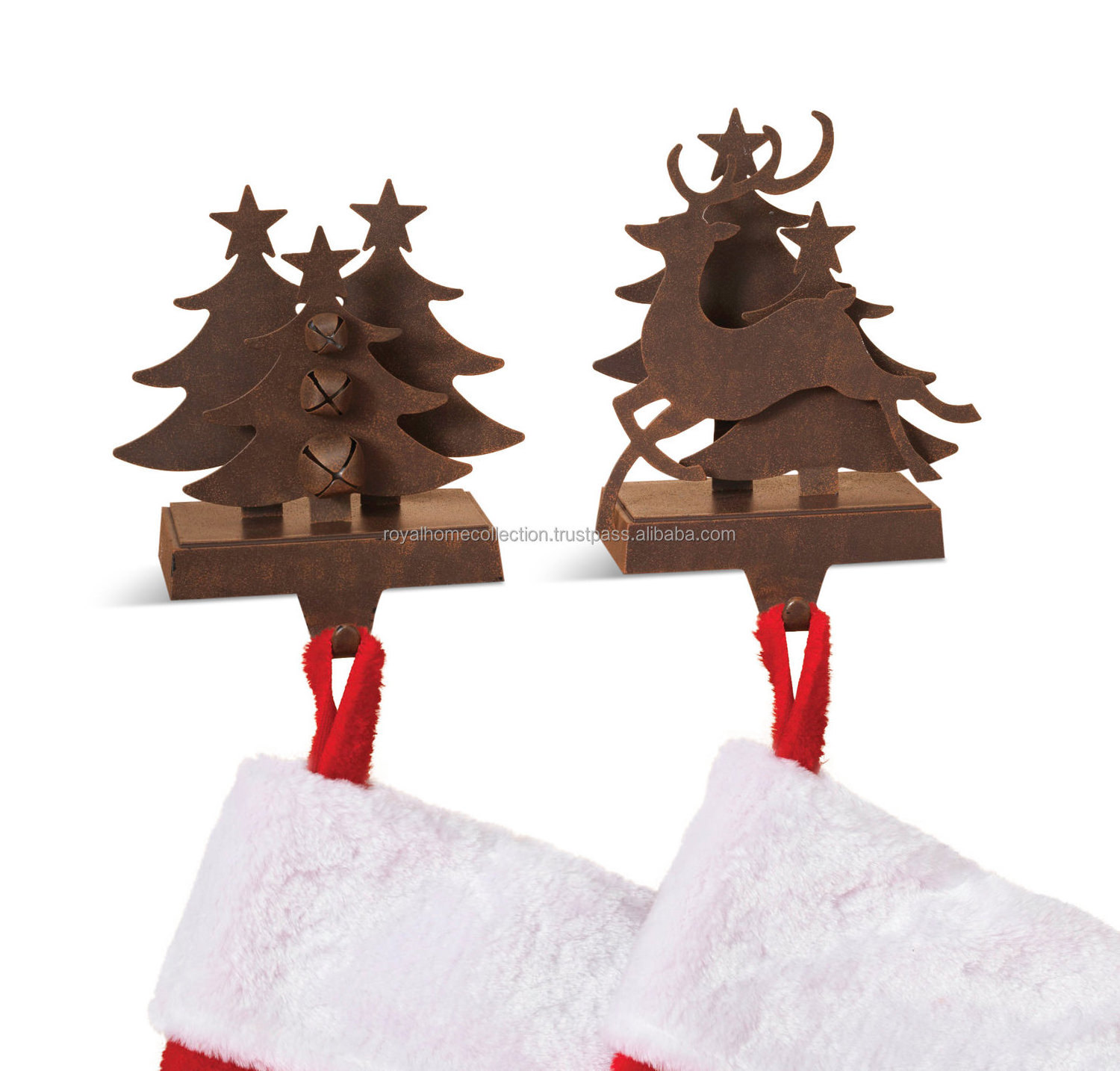 Fresh Arrival Best Metal Aluminium Christmas Decor Cock Stocking Holder for Christmas decoration Metal stocking holder