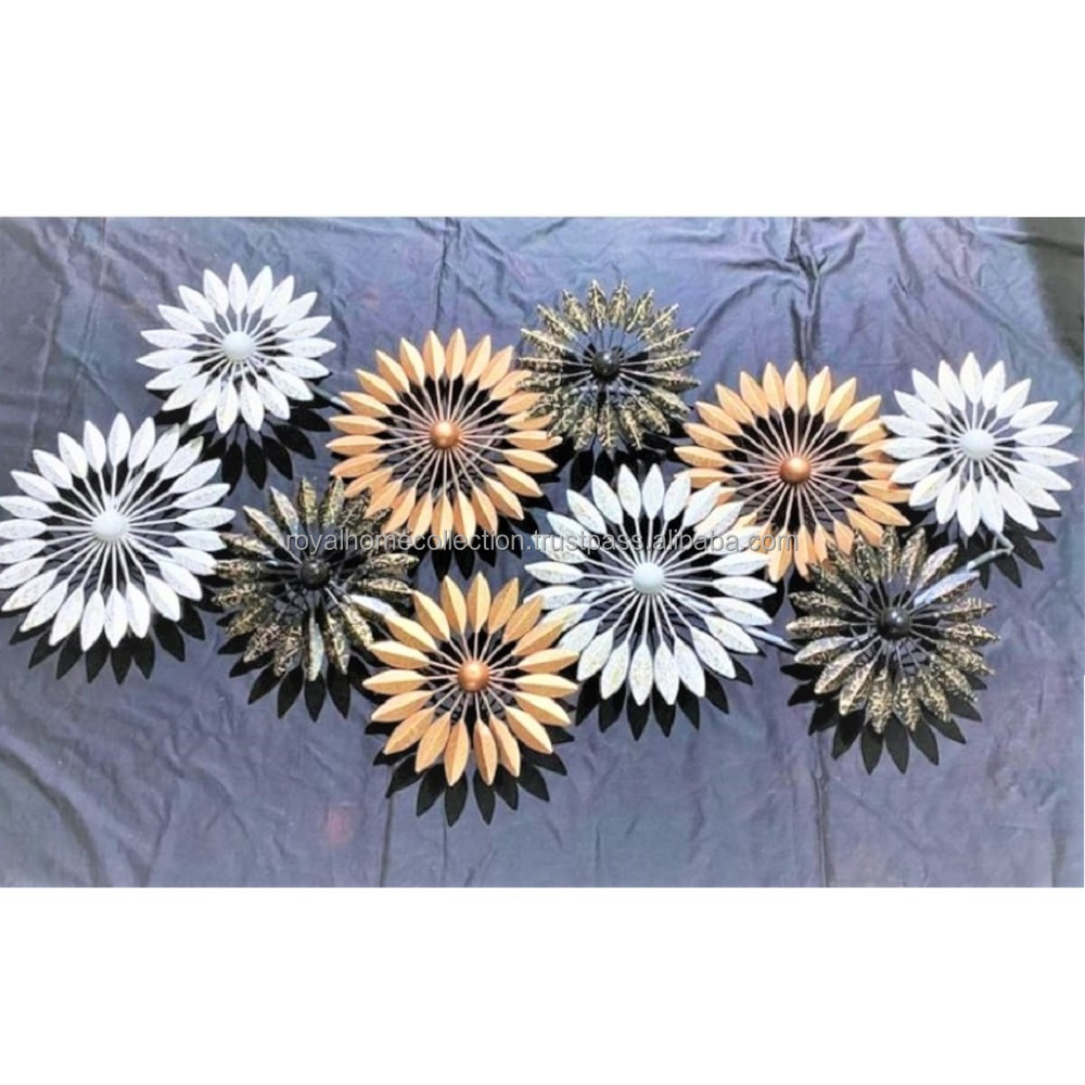 Best Selling New Factory Wholesale Luxury Home Bedroom Living Room metal wall art flowers set iron wall decoration