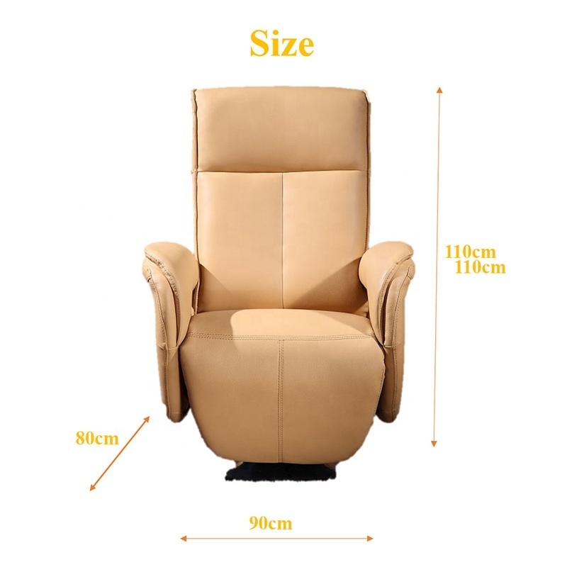 Custom Boucle Chair Recliner Khaki Leather Leisure Chair Lounge Adjustable Arm Chair for Home Office