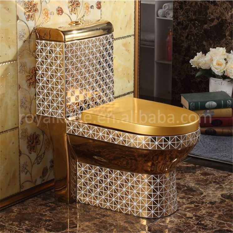 Chinese Sanitary ware complete ceramic hotel luxury toilet diamond golden toilet