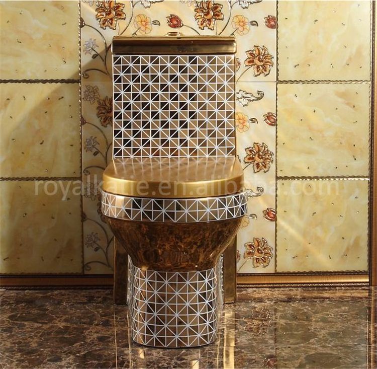 Chinese Sanitary ware complete ceramic hotel luxury toilet diamond golden toilet