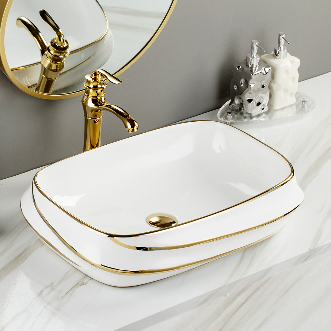 Luxury Cheap Basin lavabo wash basin above counter wash hand basin golden art sink