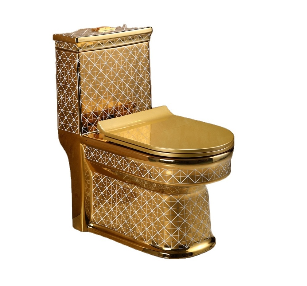 Chinese Sanitary ware complete ceramic hotel luxury toilet diamond golden toilet