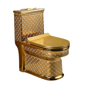 Chinese Sanitary ware complete ceramic hotel luxury toilet diamond golden toilet