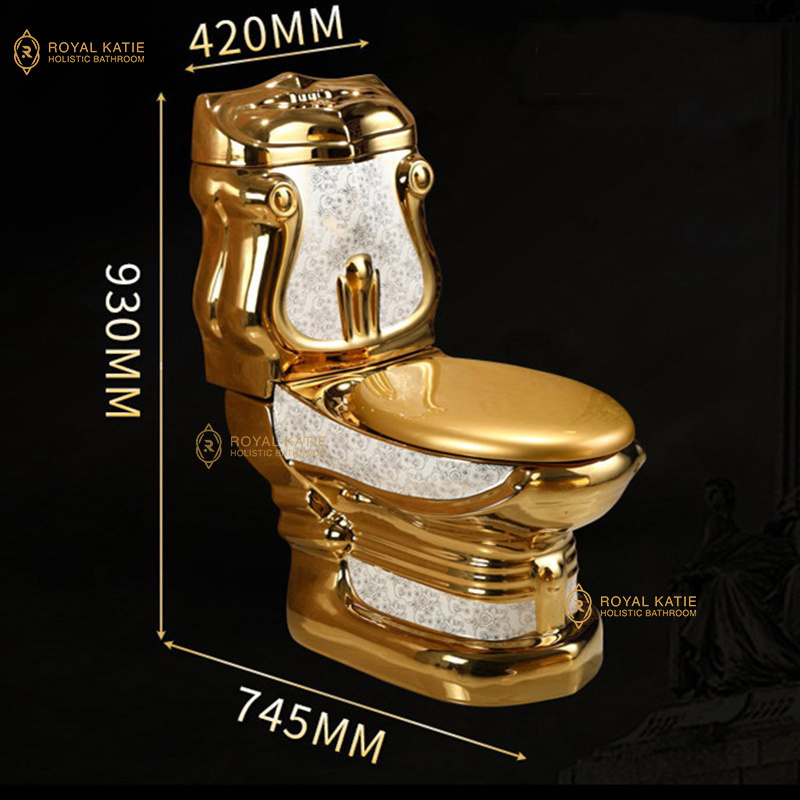 Chaozhou Factory Direct Price washdown Siphonic Wc Ceramic One Piece washdown siphonic dual Color Gold Toilet For Sale