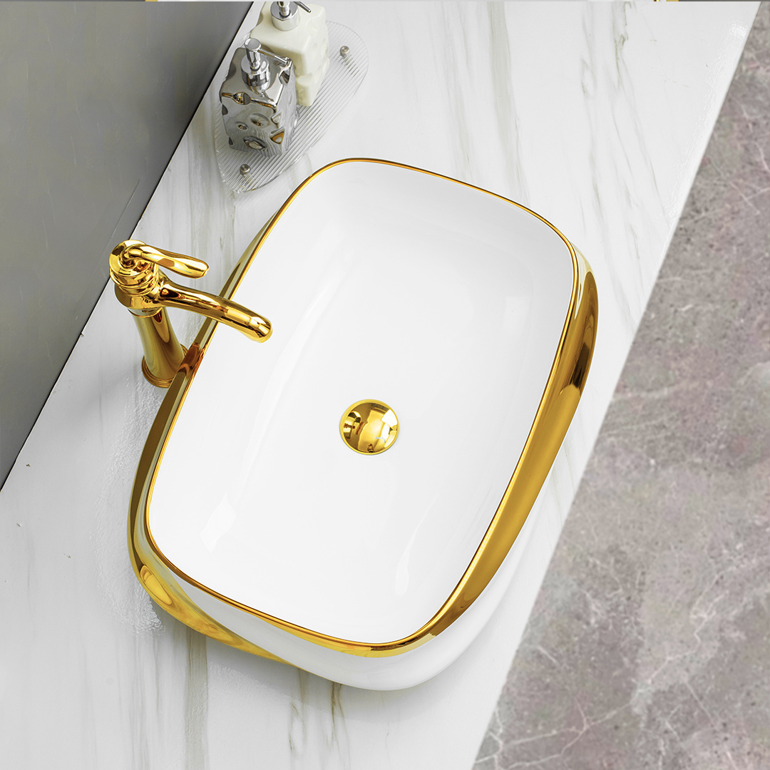 Luxury Cheap Basin lavabo wash basin above counter wash hand basin golden art sink