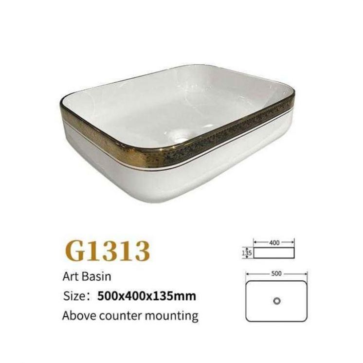 Pattern Gold Round Basin Electroplating Ceramic Basin Bathroom High Quality Handmade Art Basin