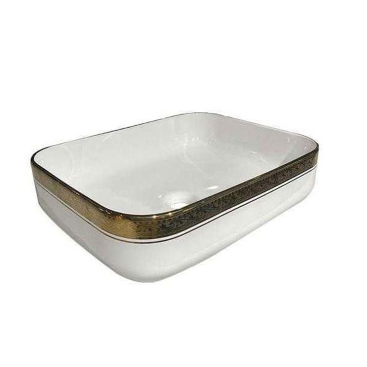 Pattern Gold Round Basin Electroplating Ceramic Basin Bathroom High Quality Handmade Art Basin