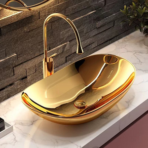 Royalkatie sanitary ware Luxury Fashion wall hung mounted bathroom SINK Ceramic hot selling hotel gold/black/matte wash basin