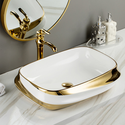 Luxury Cheap Basin lavabo wash basin above counter wash hand basin golden art sink