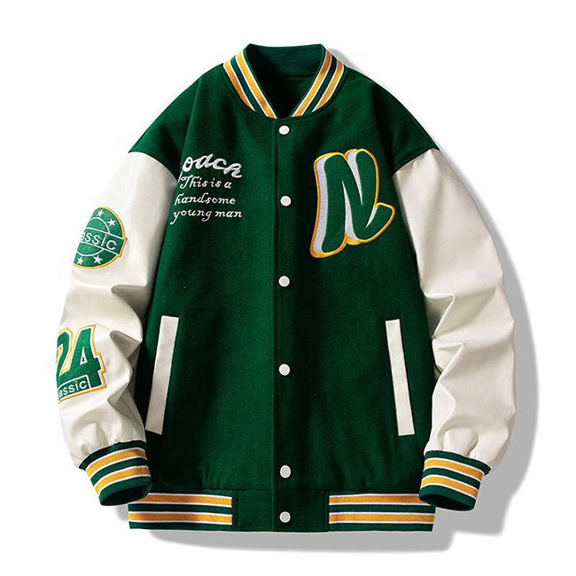 Wholesale Custom latest designs Long Sleeve Baseball Varsity Jacket Men Plain Blank Varsity Letterman Jackets