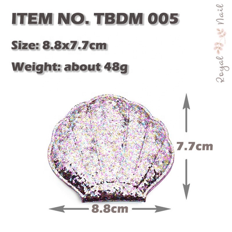 Wholesale Shining Glitter High Quality Double Sides Shell Shape Compact Pocket Mirror