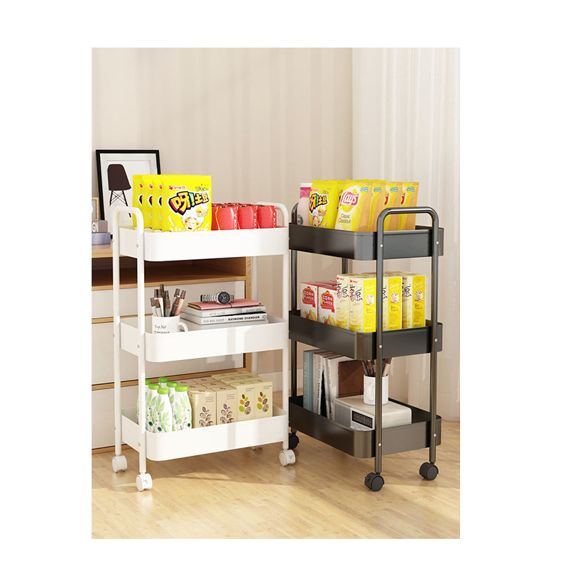 4 Tier Rolling Cart with Wheels Detachable Utility Storage Cart Metal Food Container Iron Plastic Multifunction Kitchen Storage