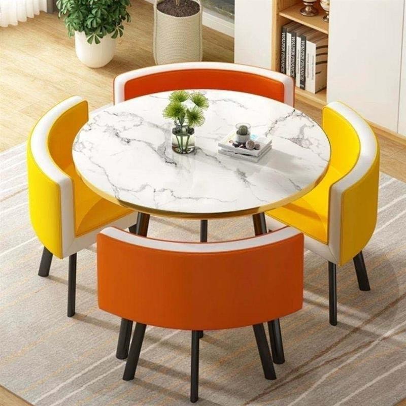 Minimalist Reception Restaurant Cafe Table And Chairs Square 4-Seater Space Saving Home Furniture Dining Table Set