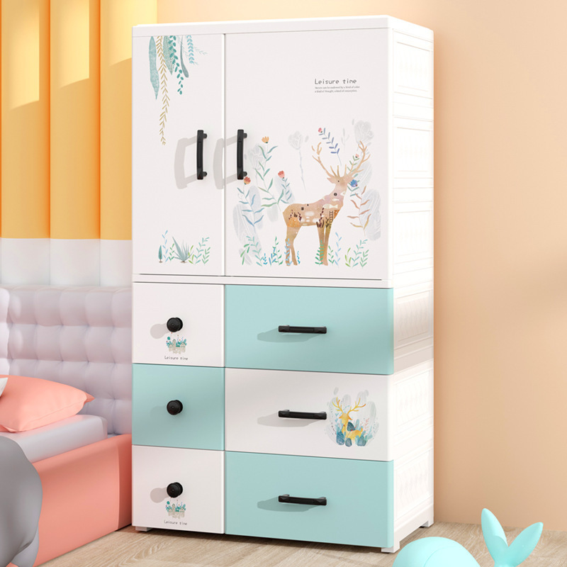 Hot sale model hanging clothes storage cabinet children's simple and thick drawer type wardrobe