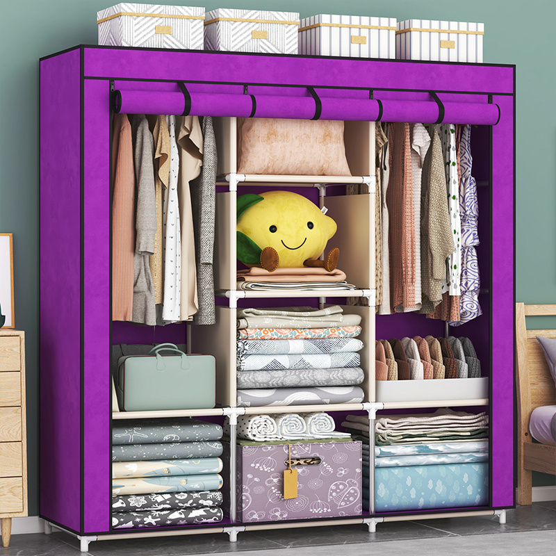 Simple boys customized style dressing manufacture fittings portable modern furniture Fabric wardrobes clothes bedroom closet