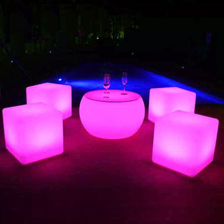 mesas y sillas para eventos modern bar stools led light up cube seat chair seating outdoor furniture