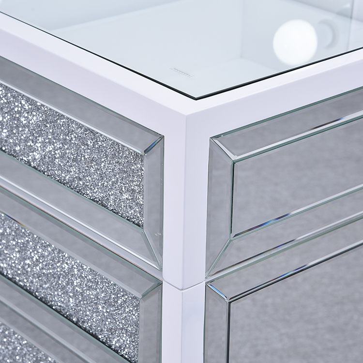 Vanity Makeup Desk With 7 Drawers,Full-width Hollywood Mirror,White Vanity Dresser With Mirror Stoo Dressing Table