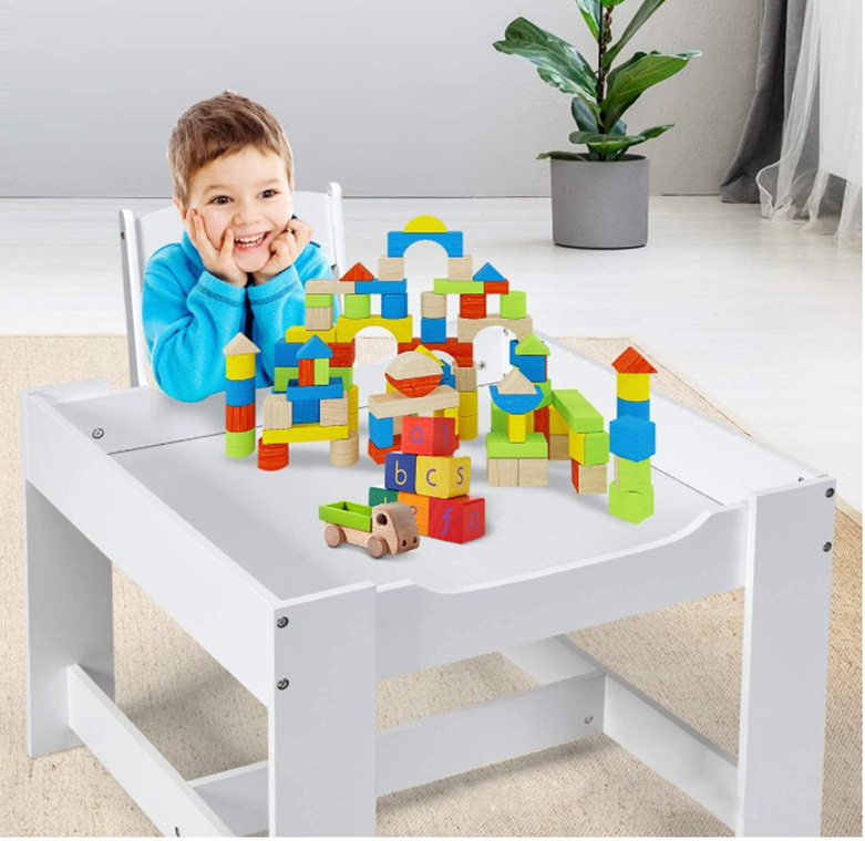 TO Series Furniture Kids Table and Chair Set with Storage Space Wooden Storage Activity Play Table for Toddlers