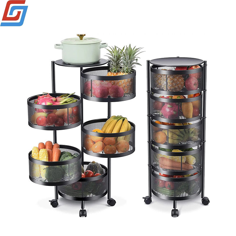 Multi-layer Metal Rolling Kitchen Utility Trolley Cart Adjustable Layer Pot Holder Pan Storage Pot Rack With Wheels