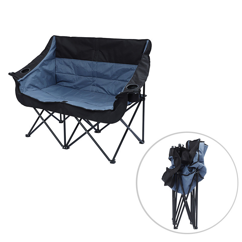 Extra Wide Two Person Camping Chair Provides Shared Armrest and Abundant Seating Space