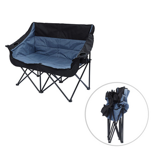 Extra Wide Two Person Camping Chair Provides Shared Armrest and Abundant Seating Space