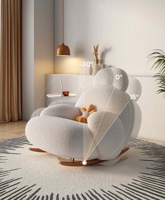 2023 New Arrival Fabric Manual Recliner Bean Bag Sofa Swivel Rocking Chair