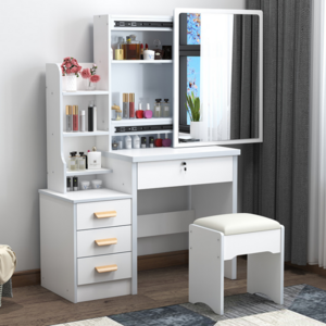 High end Luxury Style Bedroom Furniture Storage Girls Dresser Modern European Make Up Nordic Dressing Table with Mirror