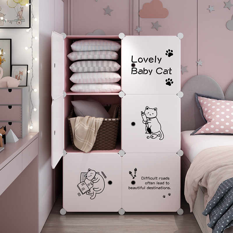 Cartoon Mouse Design Open Baby Plastic Clothes Wardrobe with Storage Drawers