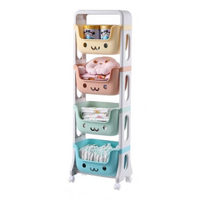 Kids Storage Book Toy Shelf Use Cartoon Choice Baby Box Cabinet Plastic Wardrobe Modern China Material for Home Movable Rack