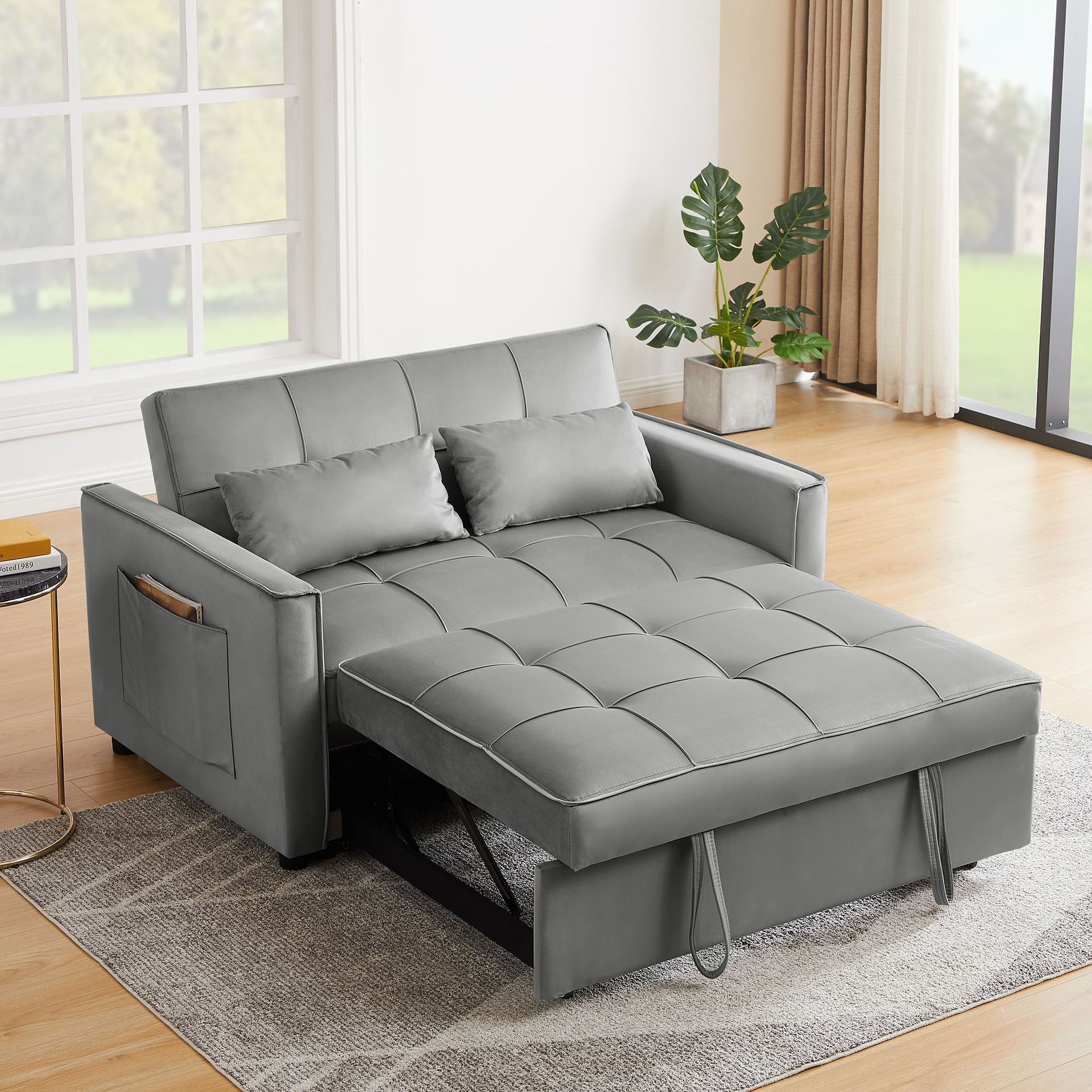 Three Seater Convertible Sofa Bed Folds Into Lounger 3 In 1 Sleeper Sofa Bed For Living Room