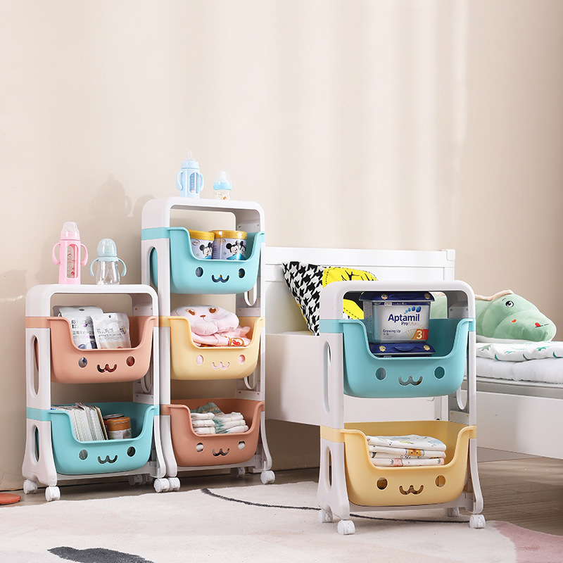 Kids Storage Book Toy Shelf Use Cartoon Choice Baby Box Cabinet Plastic Wardrobe Modern China Material for Home Movable Rack