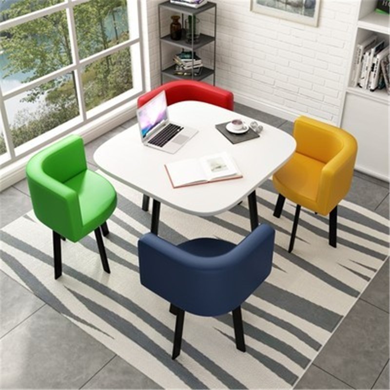 Minimalist Reception Restaurant Cafe Table And Chairs Square 4-Seater Space Saving Home Furniture Dining Table Set