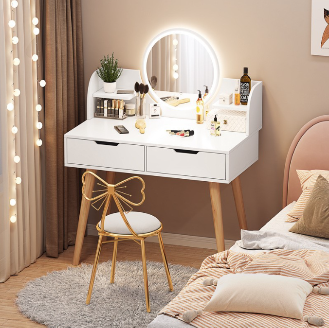 Hot Sales Sparkly Bedroom Furniture Mirrored Dressing Table Crushed Diamond Top Dresser for Home Hotel Wood Modern Panel MDF