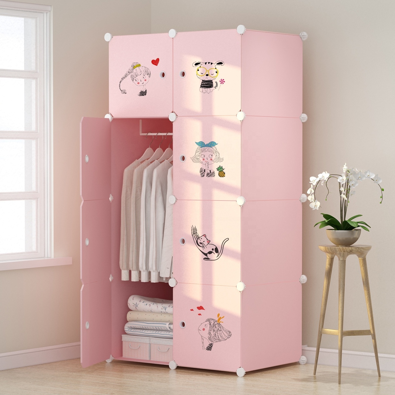 Cartoon Cabinet With Drawers Cabinet Baby Wardrobe Kids Plastics Storage Drawers For Clothes