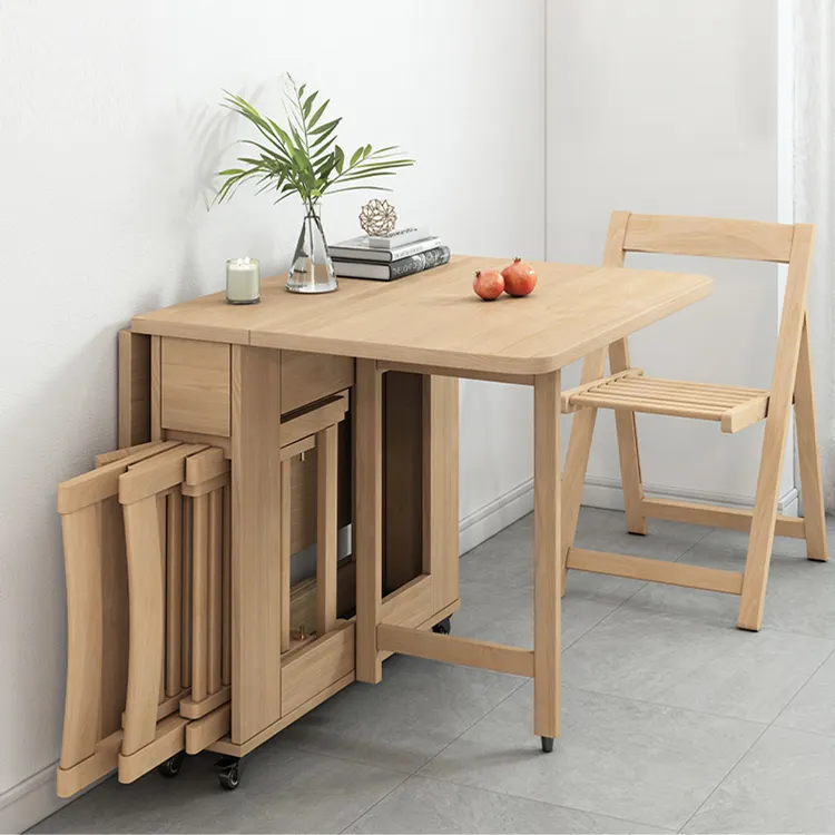 Folding Dinning Table and Chair Set Wood Home Furniture Carton Dining Table Square Modern Contemporary Kitchen Table Solid Wood