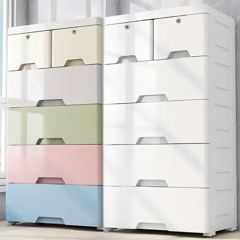 Plastic Cabinet Drawers Storage Dresser with Wheel Closet Drawers Organizer for Clothes Toys Bedroom Playroom