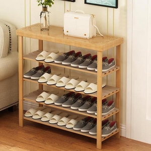 Factory promotion natural design mdf shoe rack cabinet with cushion cheap seated multi-function household shoe changing stool