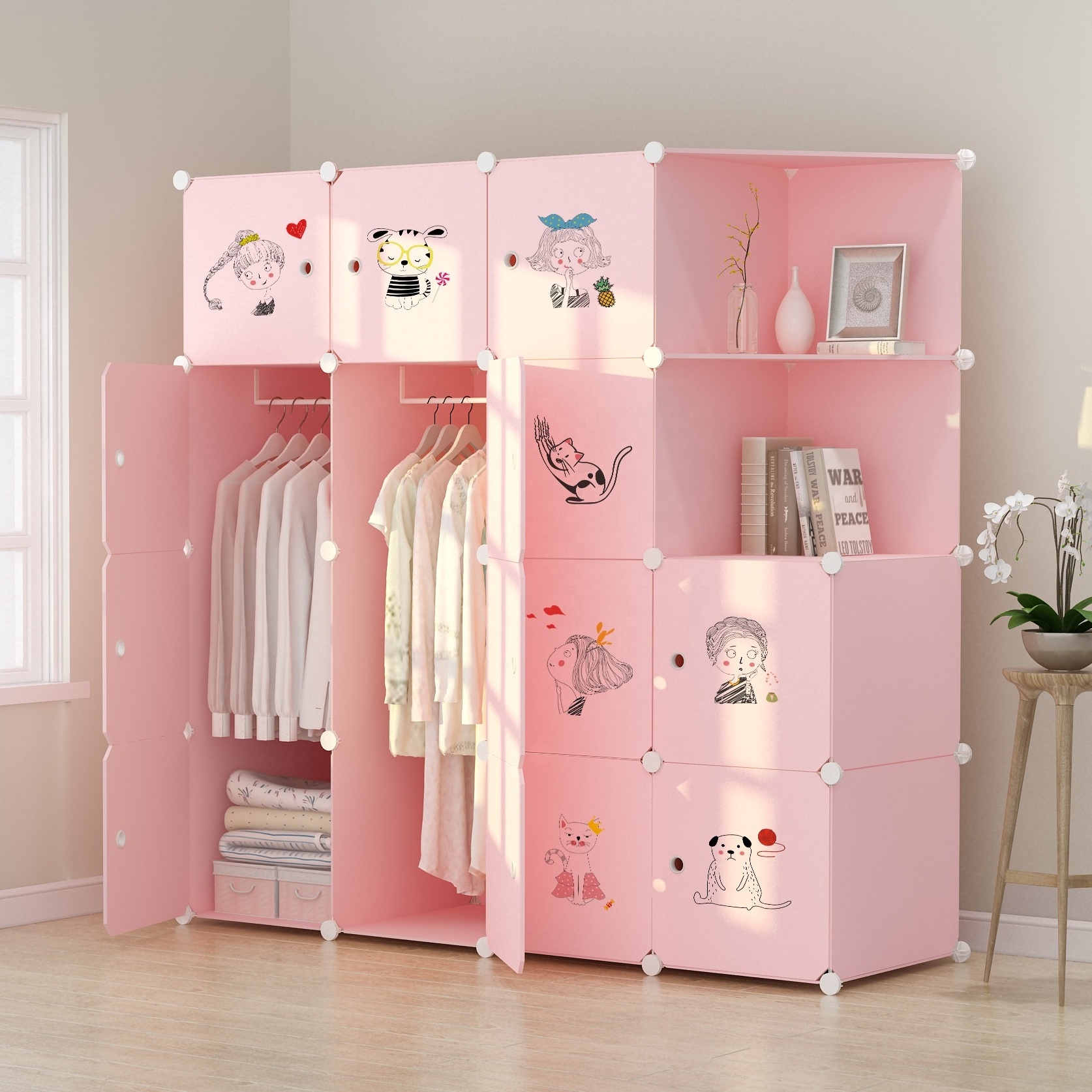 Cartoon Cabinet With Drawers Cabinet Baby Wardrobe Kids Plastics Storage Drawers For Clothes