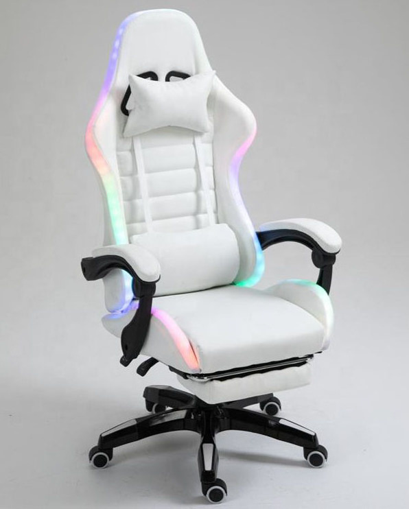 Pink led rgb computer PC game chair gaming pu leather silla gamer massage racing gaming chair with lights and speakers